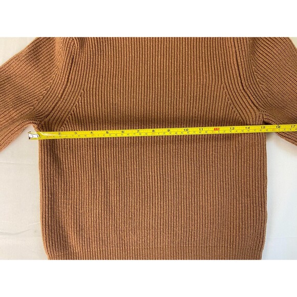 ZARA Women's Medium Brown Camel Mock Neck Long Sleeve Knit Sweater Cozy Fall - Picture 5 of 8